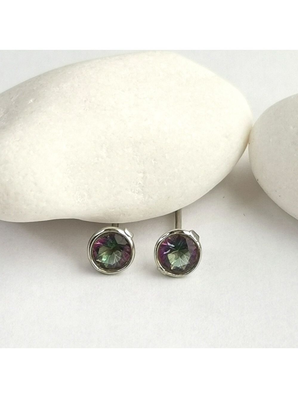Mystic Topaz sterling silver stud earrings NEW